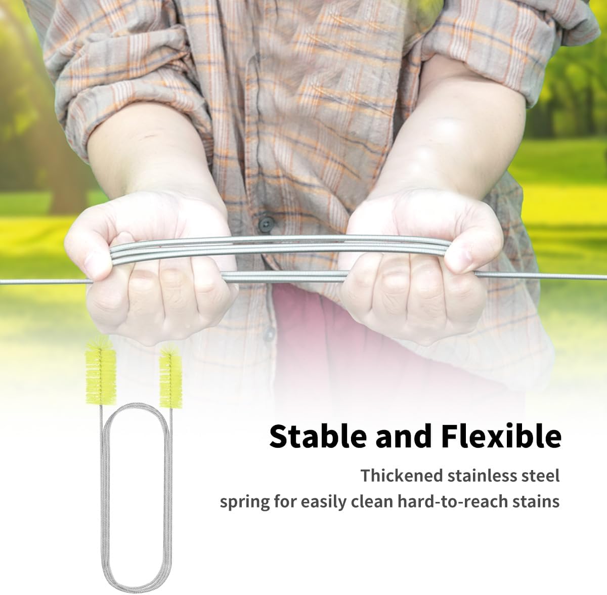 Flexible Drain Brush, 66 Inch Double Ended Aquarium Filter Hose Long Pipe Cleaners Brush for Fish Tank, Sink, Drain, and 2 Pieces 12 Inch Straw Cleaning Brush