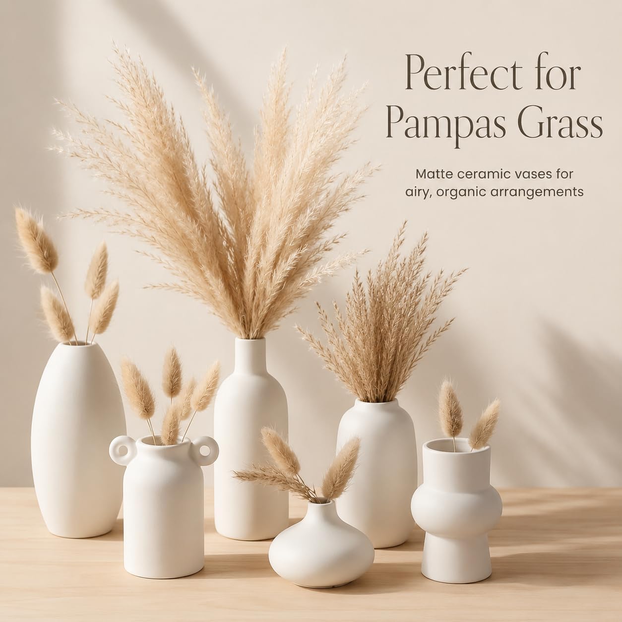 Set of 16 White Ceramic Bud Vases, Minimalist Boho Small Pampas Grass Flower Vase for Farmhouse Home Decor, Wedding Centerpiece, Shelf and Table Decoration