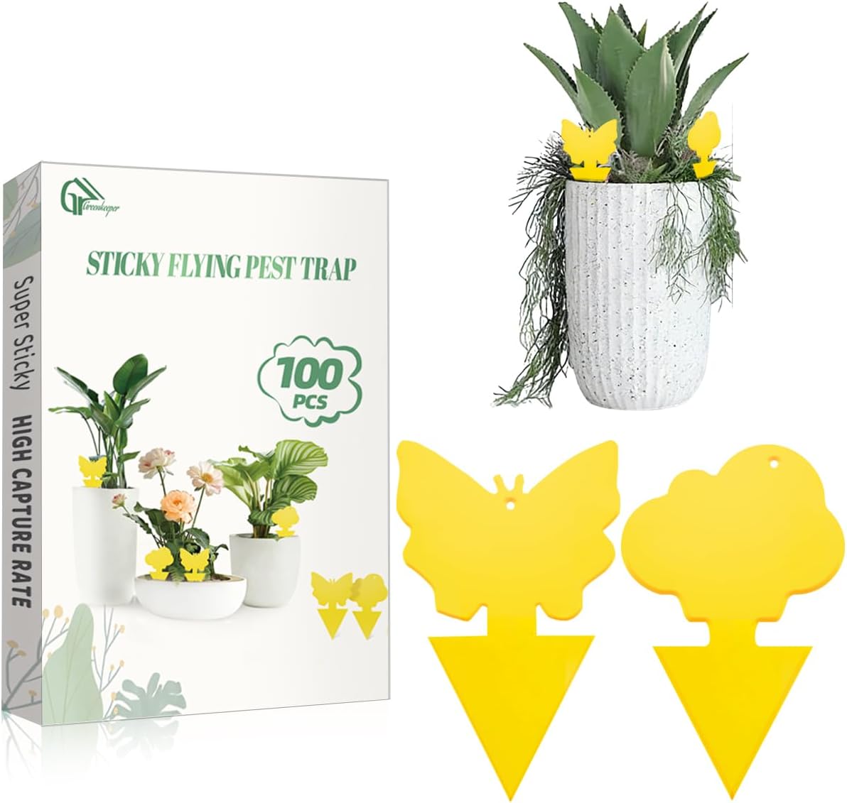 36 Pcs Sticky Traps for Fungus Gnat, Fruit Fly, Whitefly, Yellow | Indoor/Outdoor Use, For Plants & Kitchen, High-End Glue, Insect Catcher