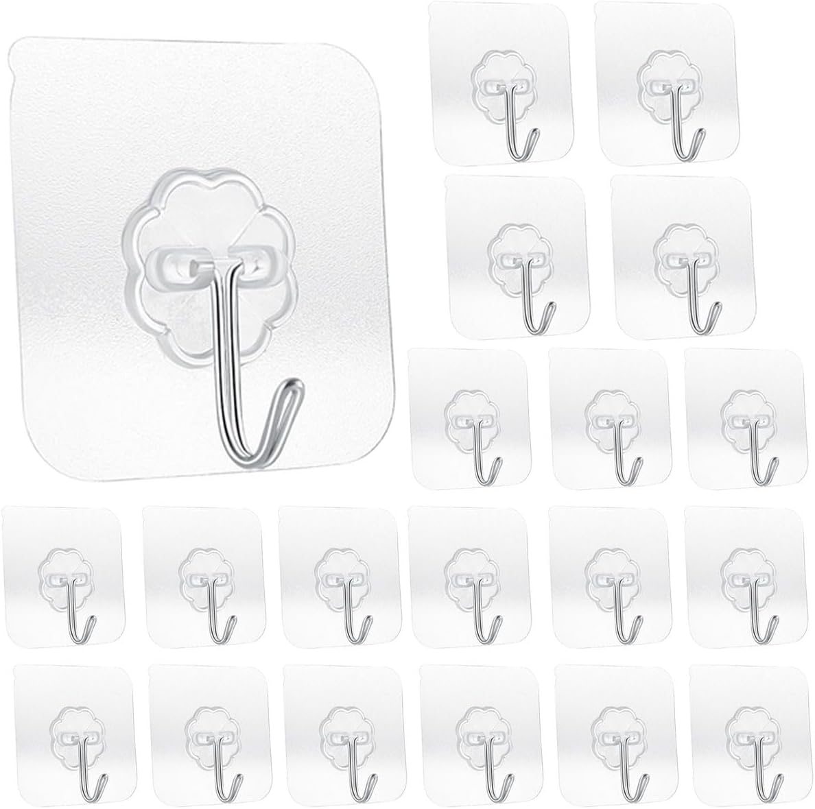 8 Pack Large Adhesive Hooks 22Ib(Max),Waterproof and Rustproof Wall Hooks for Hanging Heavy Duty,Stainless Steel Towel and Coats Hooks to use Inside Kitchen Bathroom Home and Office