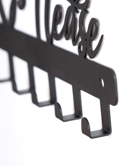 Deveosa Key Hooks Holder for Wall Decorative - Small Black Entryway Welcome Home Sign Key Hanging Hangers Wall Mounted Racks