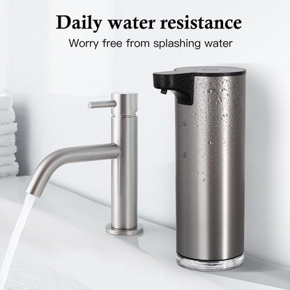 LAOPAO Automatic Soap Dispenser Foaming: Rechargeable Touchless Soap Dispenser Stainless Steel Foam Soap Dispenser for Bathroom Hand Soap Pump for Kitchen Xmas Gift, 9oz, White