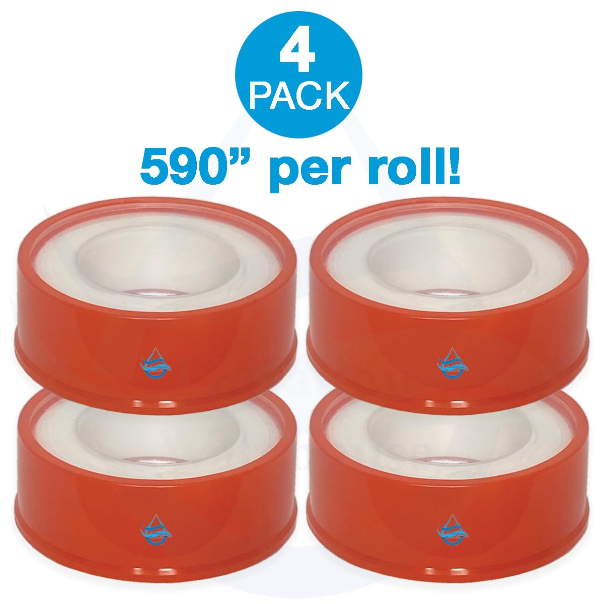 Teflon Tape (PTFE), .63 Inch (W) X 590 Inches (L) Plumbers Tape For A Secure Thread Seal, Four Rolls, Use On Plumbing Fittings, PVC Pipe, Hose Connections, Shower and Bath Fixtures and So Much More!