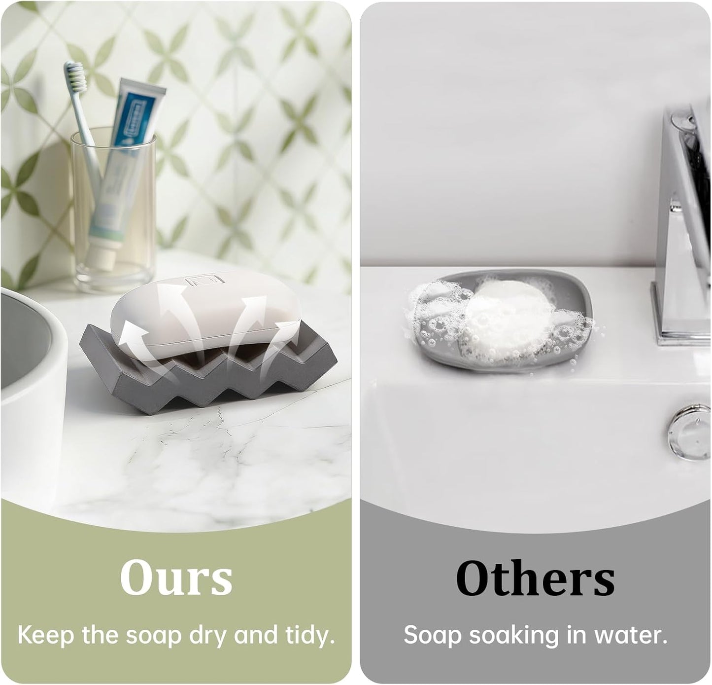 Self Draining Bar Soap Holder Diatomite Soap Dish Fast Drying Soap Saver Small Sponge Caddy for Shower, Bathroom, Kitchen Sink, Kitchen, Blue