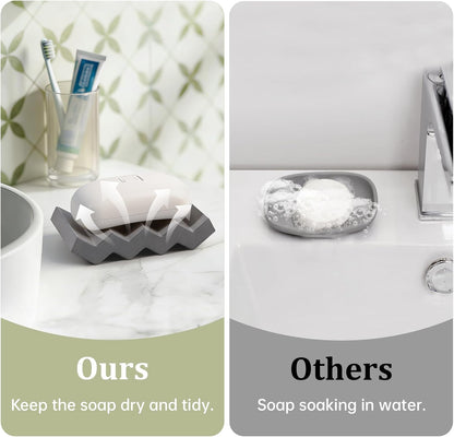 Self Draining Bar Soap Holder Diatomite Soap Dish Fast Drying Soap Saver Small Sponge Caddy for Shower, Bathroom, Kitchen Sink, Kitchen, Blue