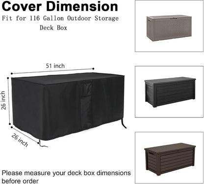Outdoor Storage Box Cover for Keter XXL 230 Gallon Plastic Deck Storage Container Box,Waterproof Patio Storage Box Covers - 58 x 33 x 34 Inch
