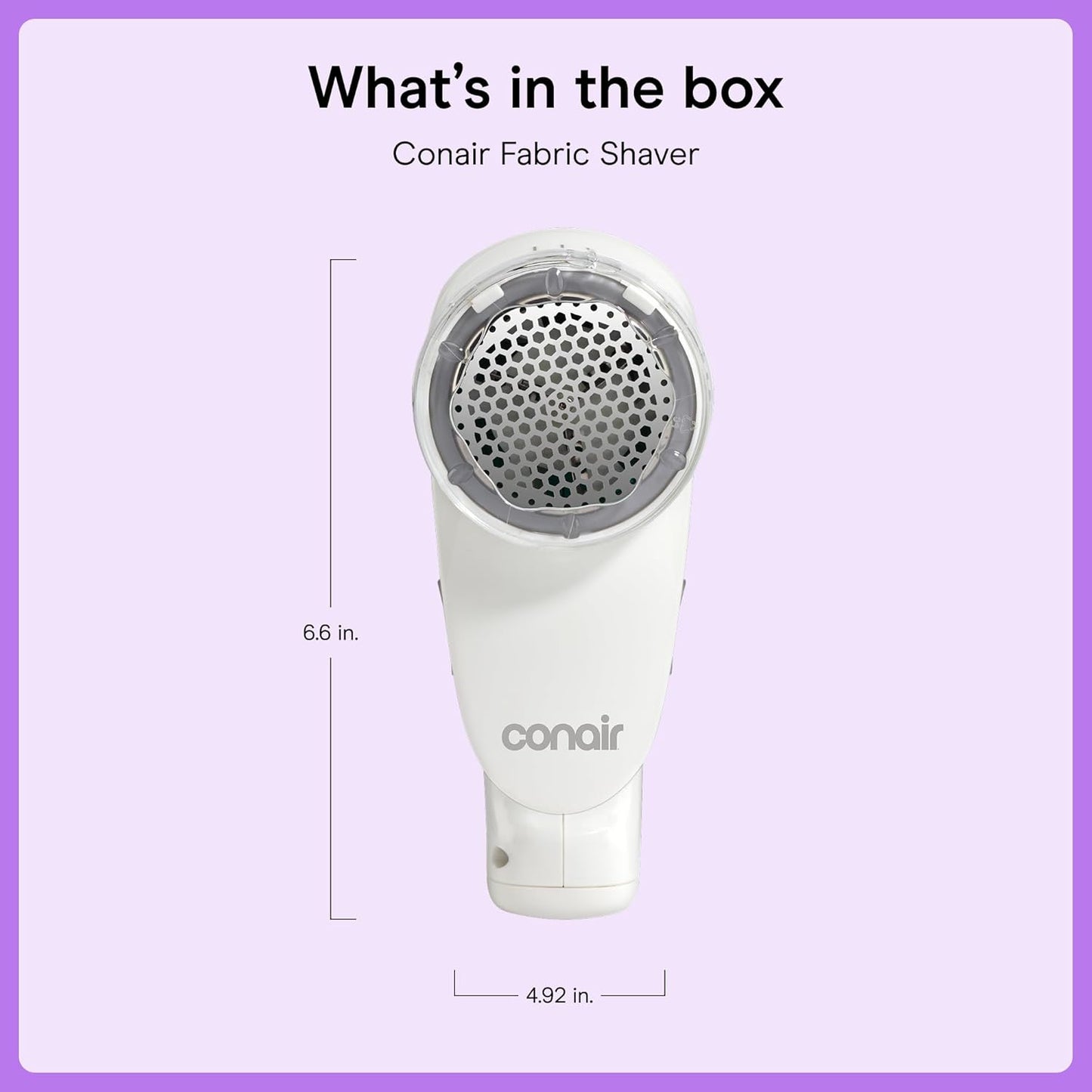 Conair Fabric Shaver and Lint Remover, Rechargeable Portable Clothes Shaver with 3 Settings, Fuzz Remover for Sweaters, Clothing, and Furniture, Large 2-Inch Shaving Head, White