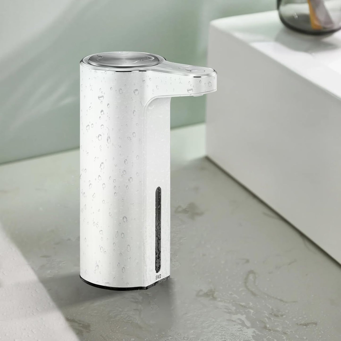 EKO Aroma 9 fl oz Automatic Liquid Soap Dispenser, Rechargeable & Water-Resistant Soap Dispenser for Kitchen and Bathroom with Adjustable Volume Control (Matte Black Steel)