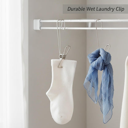 Stainless Steel Hanging Clips for Wet Laundry - Space Saving Hook & Clip Hanger for Bathroom Shower Rods, Towel Bars & Closet Organization