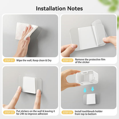 MOPMS Toothbrush Holders for Bathrooms【2 Slot Independent Compartment Design】 2PCS Electric Toothbrush Holder Wall Mounted for Shower, Toothbrush Dispenser Storage Organizer with Cover for Family