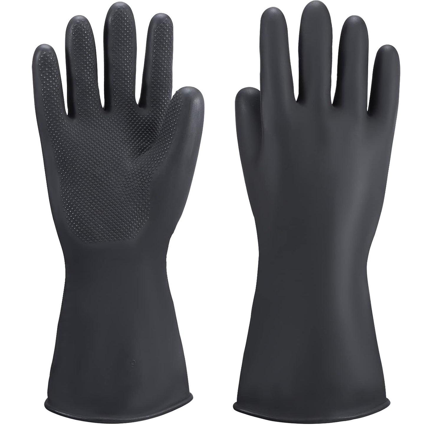Black Rubber Gloves Extra Large, 22" Long Chemical Resistant Gloves, Waterproof Reusable Dishwashing Household Cleaning Safety Work Heavy Duty Industrial Rubber Glove, 1 Pair XXL