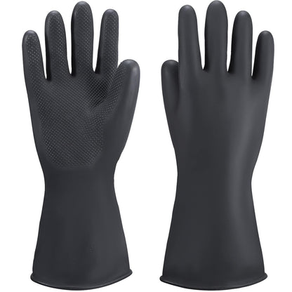 Black Rubber Gloves Extra Large, 22" Long Chemical Resistant Gloves, Waterproof Reusable Dishwashing Household Cleaning Safety Work Heavy Duty Industrial Rubber Glove, 1 Pair XXL