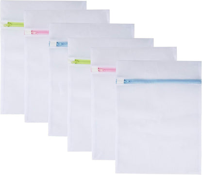 Mesh Laundry Bags 6-Pack Medium 16 x 12 Inch Laundry Wash Bag Colorful Zipper for Delicates, Blouse, Hosiery, Stocking, Underwear, Bra Lingerie, Sweater, Travel Storage Bag