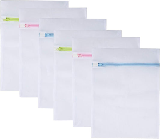 Mesh Laundry Bags 6-Pack Medium 16 x 12 Inch Laundry Wash Bag Colorful Zipper for Delicates, Blouse, Hosiery, Stocking, Underwear, Bra Lingerie, Sweater, Travel Storage Bag