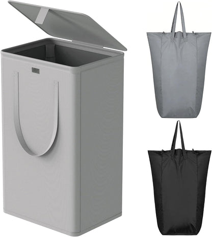 WOWLIVE 180L Laundry Hamper with Lid 3 Section,Large Laundry Basket with Removable Bags and Handles,Collapsible Dirty Clothes Hampers for Laundry,Laundry Basket Organizer for Laundry Room,Dorm,Beige