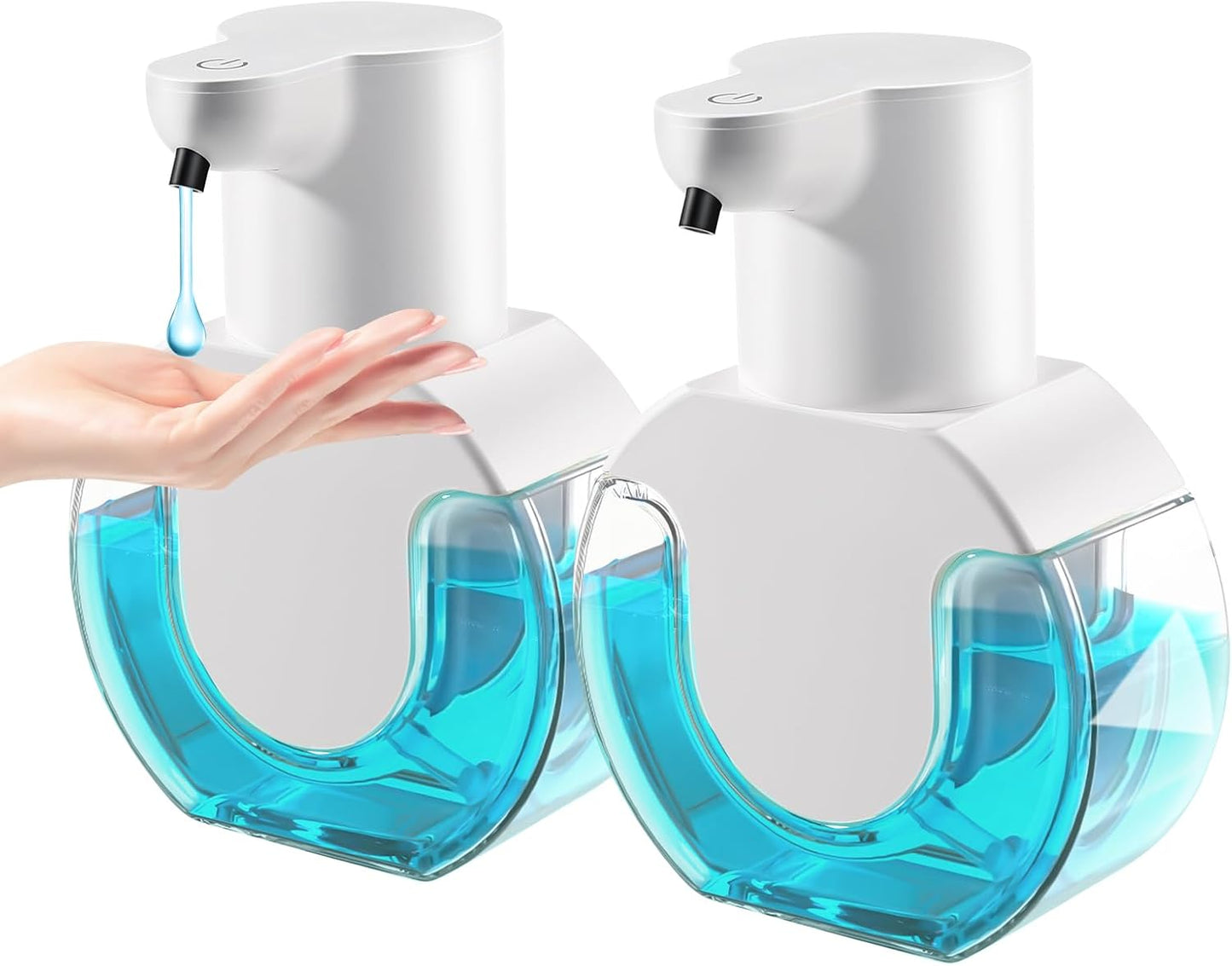 2 Pack Automatic Soap Dispenser,14.2oz/420ML Touchless Automatic Foaming Hand Soap Dispenser,Rechargeabled Wall Mounted Smart Pump for Bathroom Kitchen