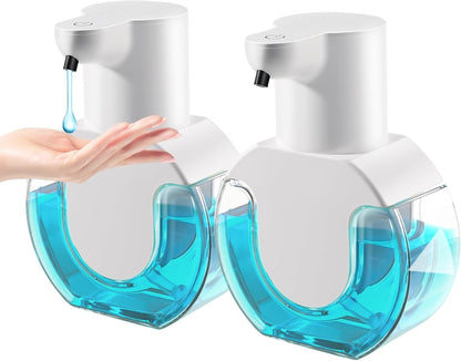 2 Pack Automatic Soap Dispenser,14.2oz/420ML Touchless Automatic Foaming Hand Soap Dispenser,Rechargeabled Wall Mounted Smart Pump for Bathroom Kitchen