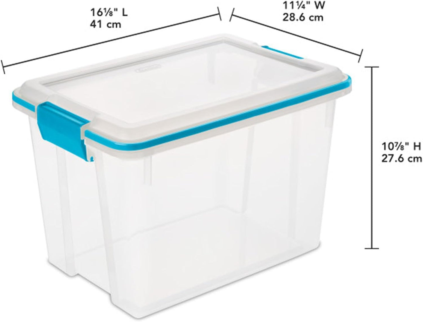 Sterilite 4-Pack Gasket Box, Home Storage Organizer Bins with Lids, 37 Quart – Stackable Clear Plastic Containers for Bedroom, Bathroom, Garage, Basement, or Attic