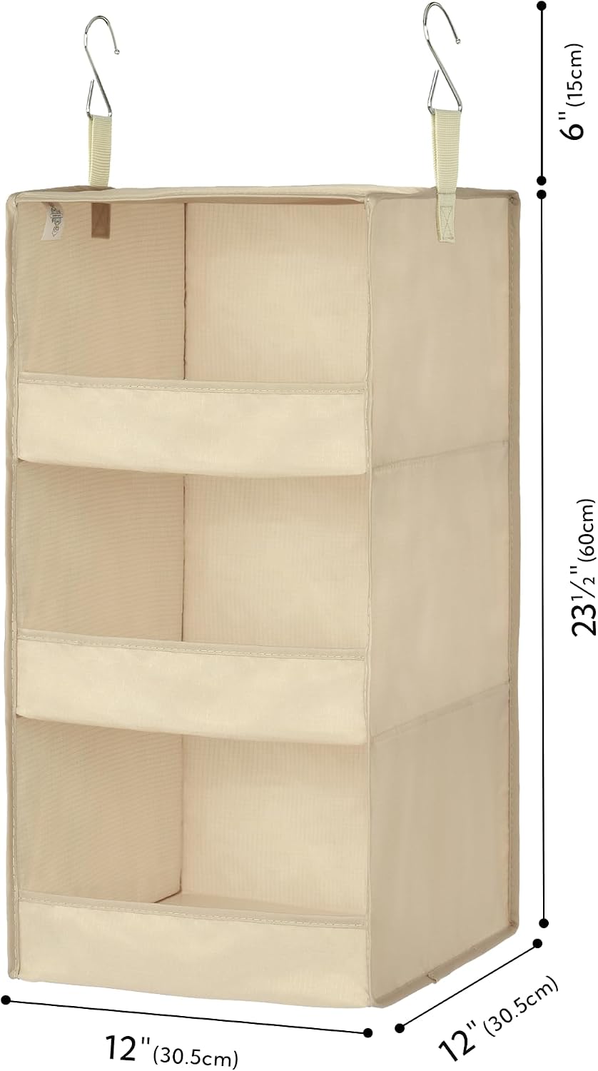 GRANNY SAYS 3-Shelf Hanging Closet Organizer and Storage, Collapsible Hanging Closet Shelves, Hanging Organizer for Closet & RV, Gray, 29 ½" H X 12" W X 12" D, 1-Pack