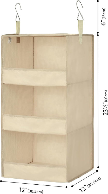 GRANNY SAYS 3-Shelf Hanging Closet Organizer and Storage, Collapsible Hanging Closet Shelves, Hanging Organizer for Closet & RV, Gray, 29 ½" H X 12" W X 12" D, 1-Pack