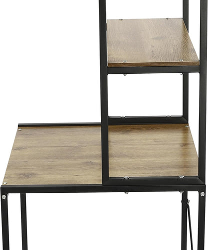 Washer and Dryer Storage Shelf, Three-Tier Compartment and large Compartment Bottom Bathroom Space Saving Organizer Rack 22 lbs Each Tier Capacity, Space Saver Standing Rack (Oak Wood, Black)