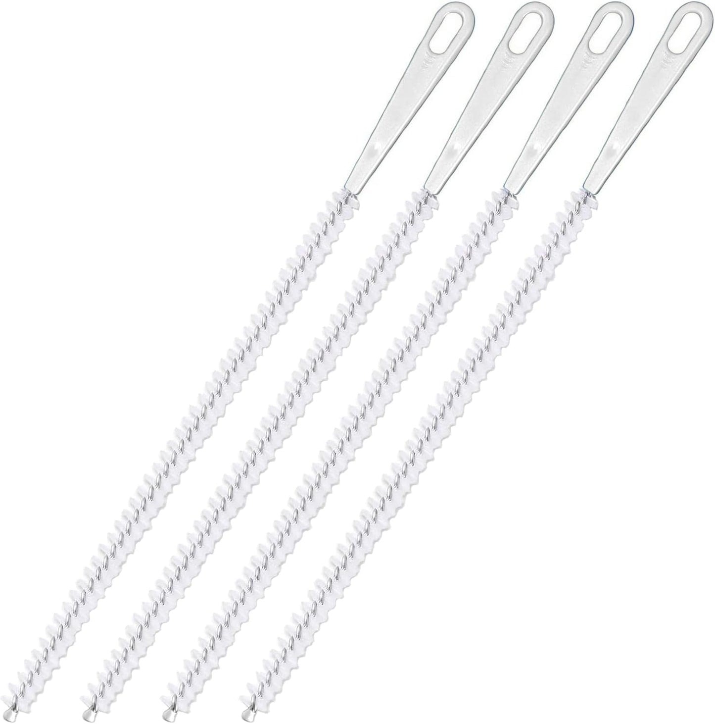 4 Pcs Drain Cleaner Brush,17.71 Inch Flexible Bendable Spiral Hair Cleaning Sink Tool Clog Remover with Nylon Bristles for Sink Overflow Tube, Kitchen, Pipes, Dishwasher, Drains (White)
