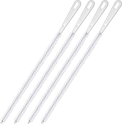 4 Pcs Drain Cleaner Brush,17.71 Inch Flexible Bendable Spiral Hair Cleaning Sink Tool Clog Remover with Nylon Bristles for Sink Overflow Tube, Kitchen, Pipes, Dishwasher, Drains (White)
