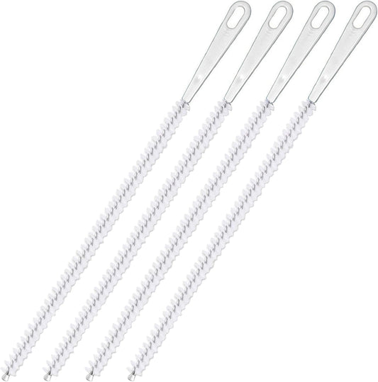 4 Pcs Drain Cleaner Brush,17.71 Inch Flexible Bendable Spiral Hair Cleaning Sink Tool Clog Remover with Nylon Bristles for Sink Overflow Tube, Kitchen, Pipes, Dishwasher, Drains (White)