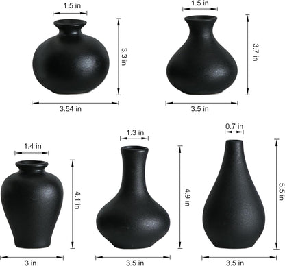 Small Ceramic Vase Set of 5, Modern White Vase, Bud Vase, Boho Decorative Vase for Fireplace, Entryway and Living Room, Centerpiece Table Decorations