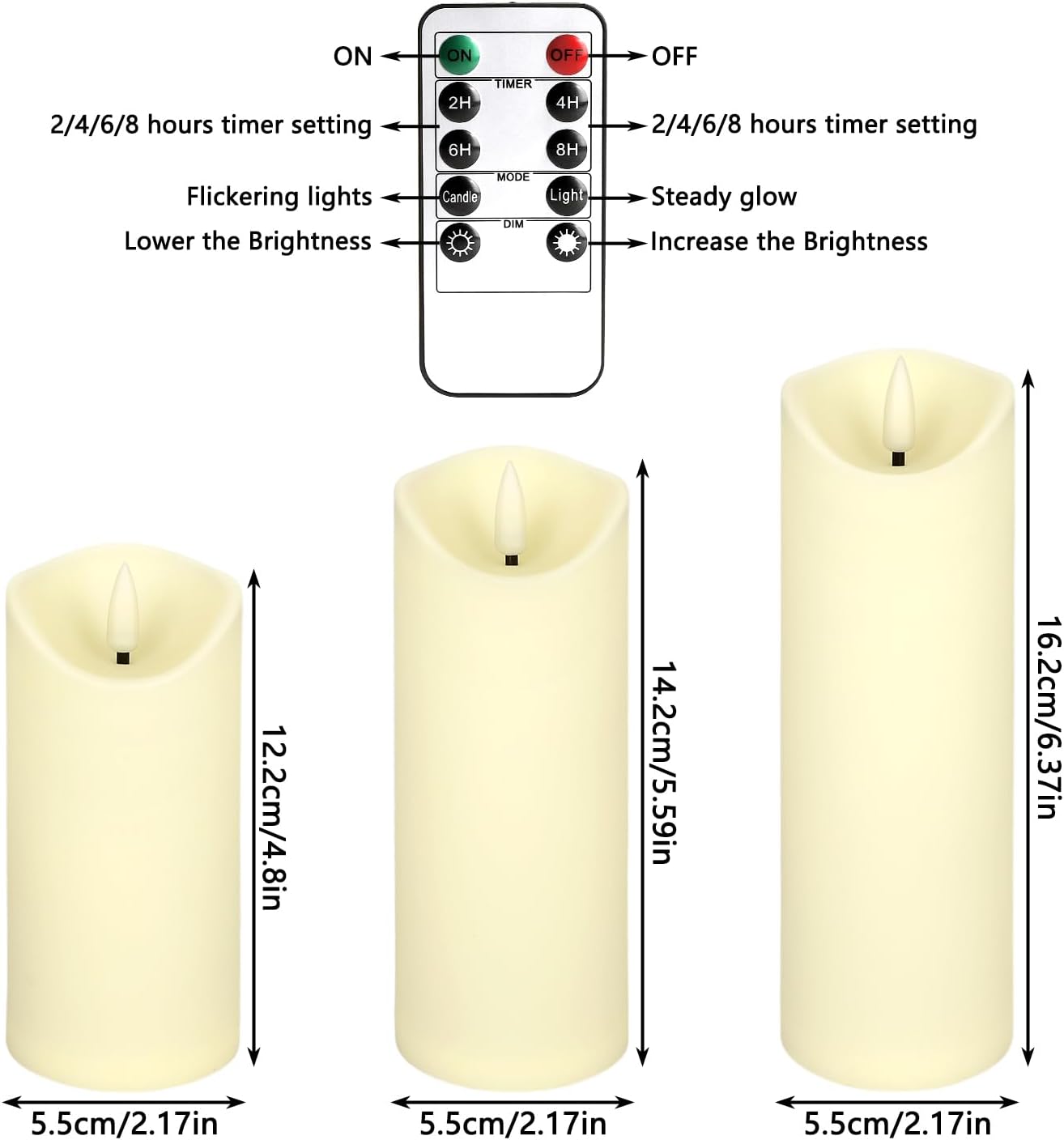 YOROXRG Set of 24 Waterproof Outdoor Flameless Candles, LED Candles with 4 Remote and Timer,(H 4" 5" 6" x D 2.2"),for Christmas,Halloween,Wedding,Festival