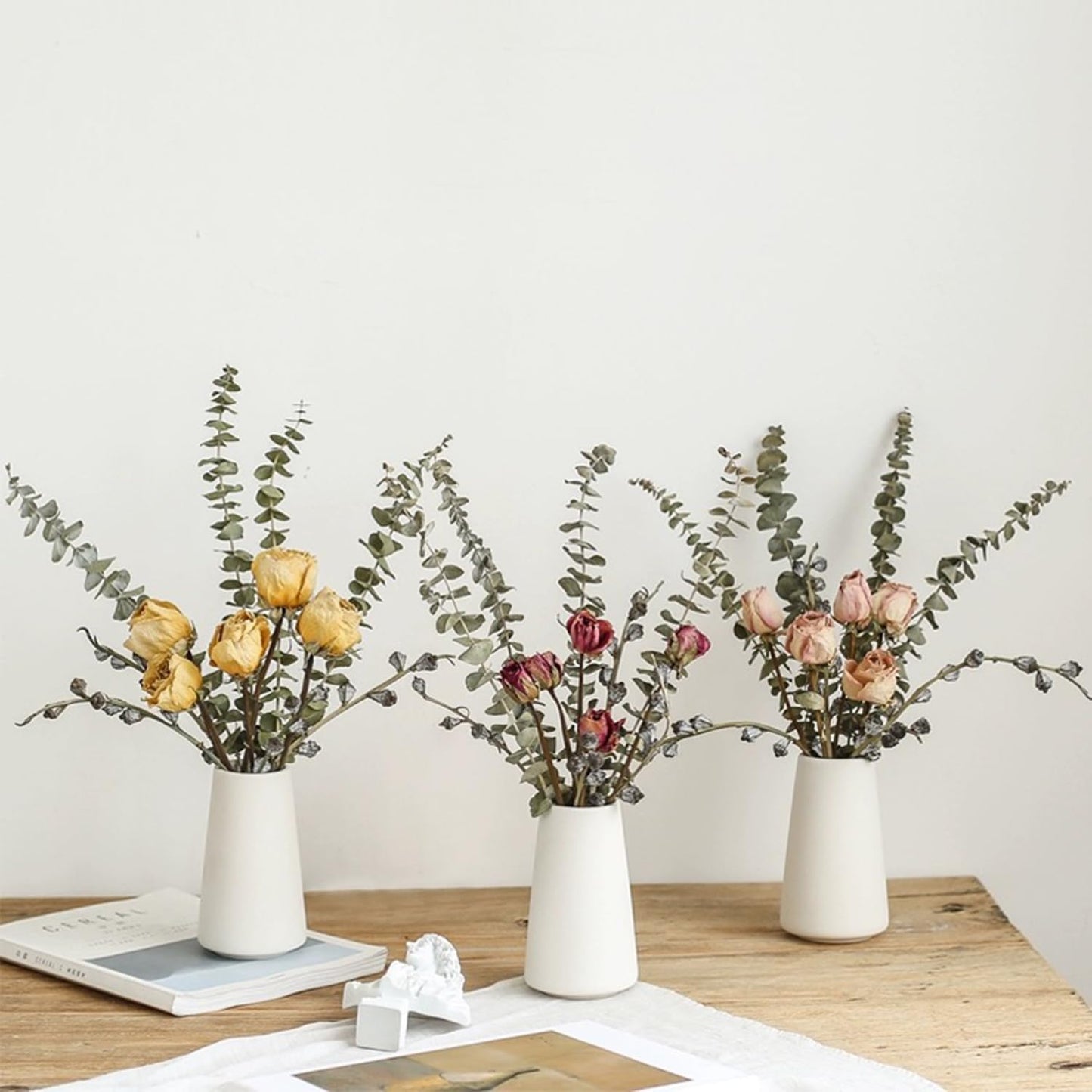 Modern Small Flower Vases 8 Pack - Ceramic, White