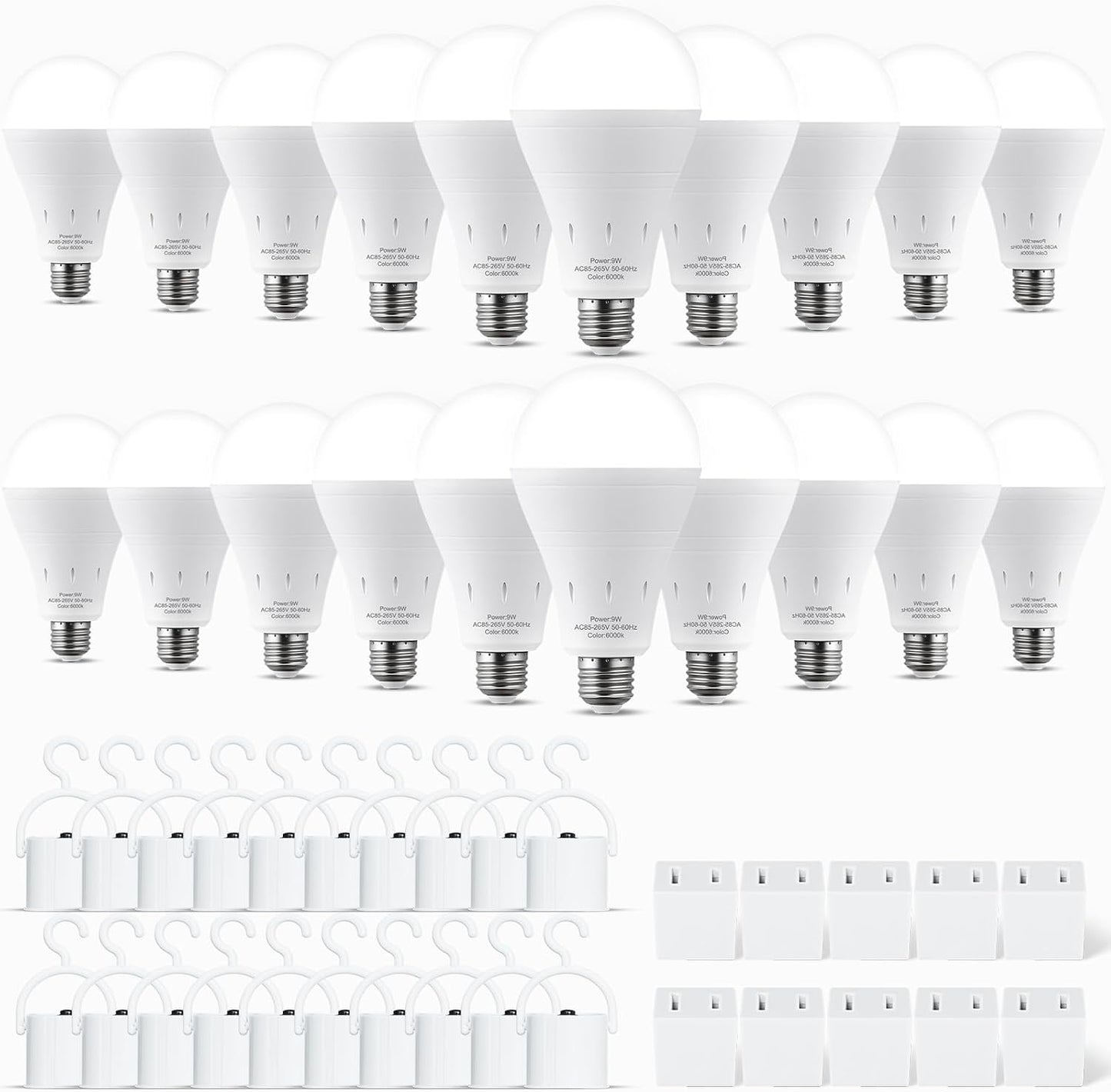 DEBAOBULB 4 Pack Rechargeable Emergency Light Bulbs, Battery Powered LED Light Bulb 6000K Daylight E26 120 Volt 9W 60W Equivalent with 1200mAh for Home Power Outage Camping Hurricane