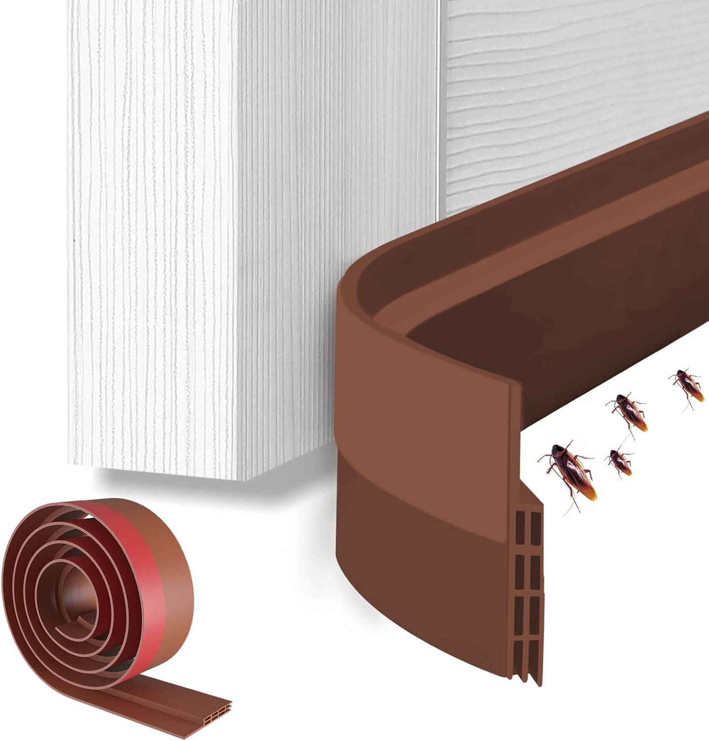 Door Draft Stopper, Ohuhu 39"L x 2"W Silicone Weather Stripping Under Door Seal for Exterior Interior Doors, 1" Widened Strong Adhesive, Soundproof Door Sweep Strip to Block Cold, Noise, Light Pests