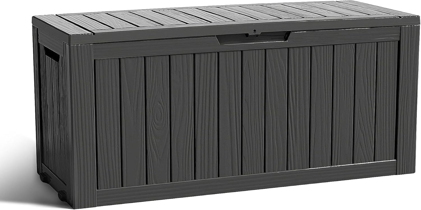 35 Gallon Waterproof Outdoor Storage Box,Deck Boxs for Outdoor and Indoor Use,Deck Storage Box for Picnic Supplies,Gardening Tools,Lockable and Easy to Install(Black)