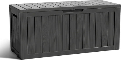 35 Gallon Waterproof Outdoor Storage Box,Deck Boxs for Outdoor and Indoor Use,Deck Storage Box for Picnic Supplies,Gardening Tools,Lockable and Easy to Install(Black)