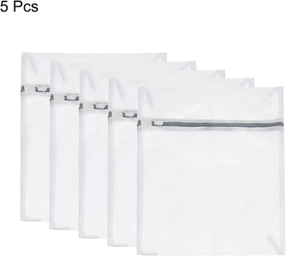 uxcell Mesh Laundry Bags, 5Pcs 9.1"x11.8" Mesh Wash Bag Fine Net Travel Storage Organize Bag with Zipper for Delicate Clothing Laundry Stocking, Pink