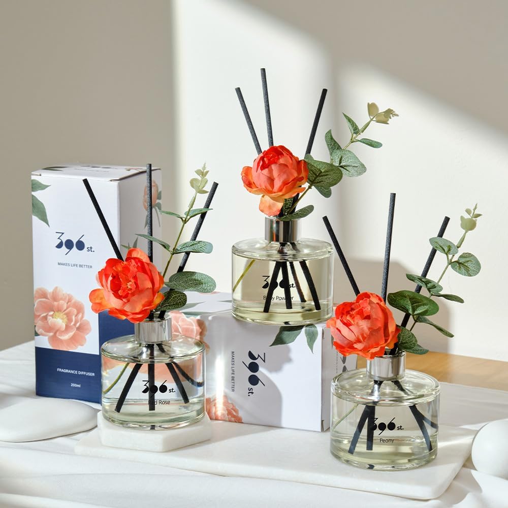 396 st. Rose Flower Reed Diffuser, Vanilla Lavender, 200ml(6.7oz) / Reed Diffuser Sets, Home Fragrance, Scented Oils, Home & Bathroom Décor