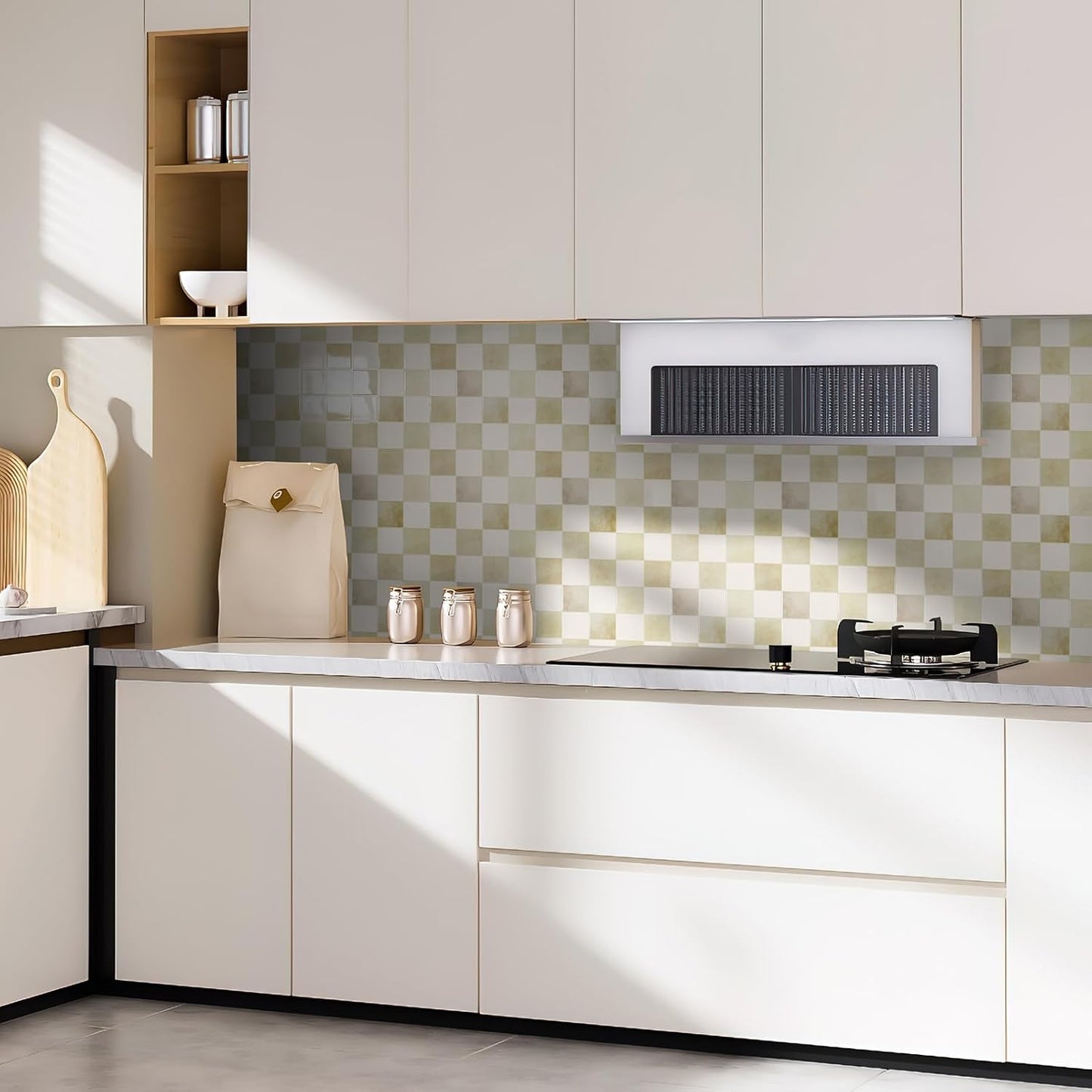 Art3d 10-Pack Heavy-Duty Peel and Stick Backsplash, 12x12 Inch Self-Adhesive Wall Tile Stick on Kitchen Countertop, Beige and White