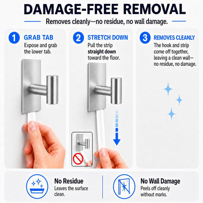 Removable Towel Hooks for Bathrooms, Heavy Duty Adhesive Hooks for Walls No Damage, Black Home Storage Hooks for Inside Shower, Sticky Hooks for Hanging Robe Coat Loofah Clothes Kitchen, 14Pcs Sus304