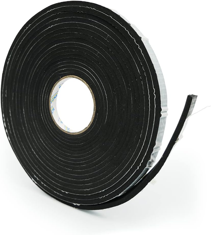 Alenor EPDM Black Foam Insulation Tape Self Adhesive 1/8"x1" x 50' Ft –Pack of 1- Weather Stripping for Doors & Windows,Soundproofing,Door Seal,Weatherstrip,Pipe Cooling,Air Conditioning Seal Strip