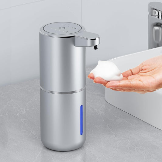Automatic Foaming Touchless Soap Dispenser, Rechargeable 1500mAh with Sensor for Bathroom Kitchen 13.5oz/380ml Silver