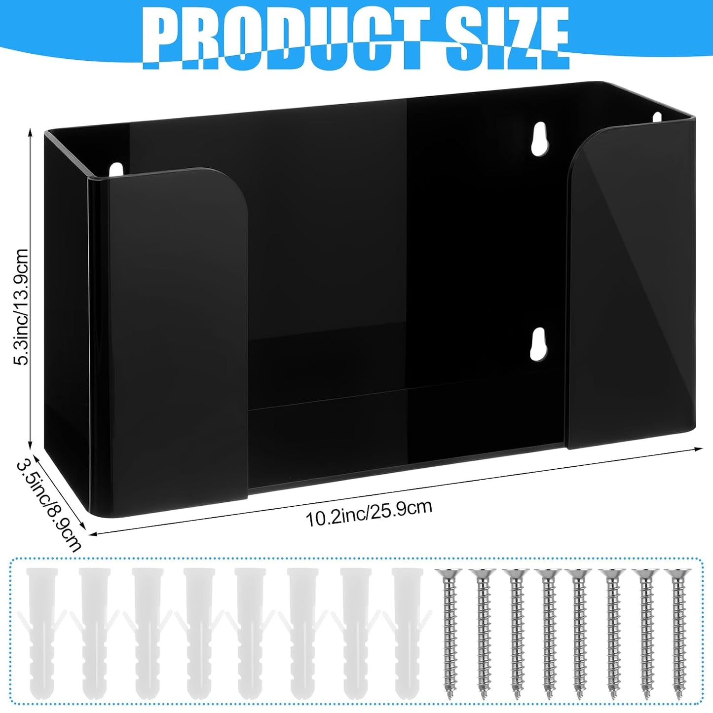 Weysat 2 Pcs Acrylic Glove Box Holder Dispenser Glove Holder for Wall Mount Acrylic Rack Wall Floating Mask Dispenser for Medical Latex Rubber Disposable Mitten Boxes(Clear,Horizontal Style)