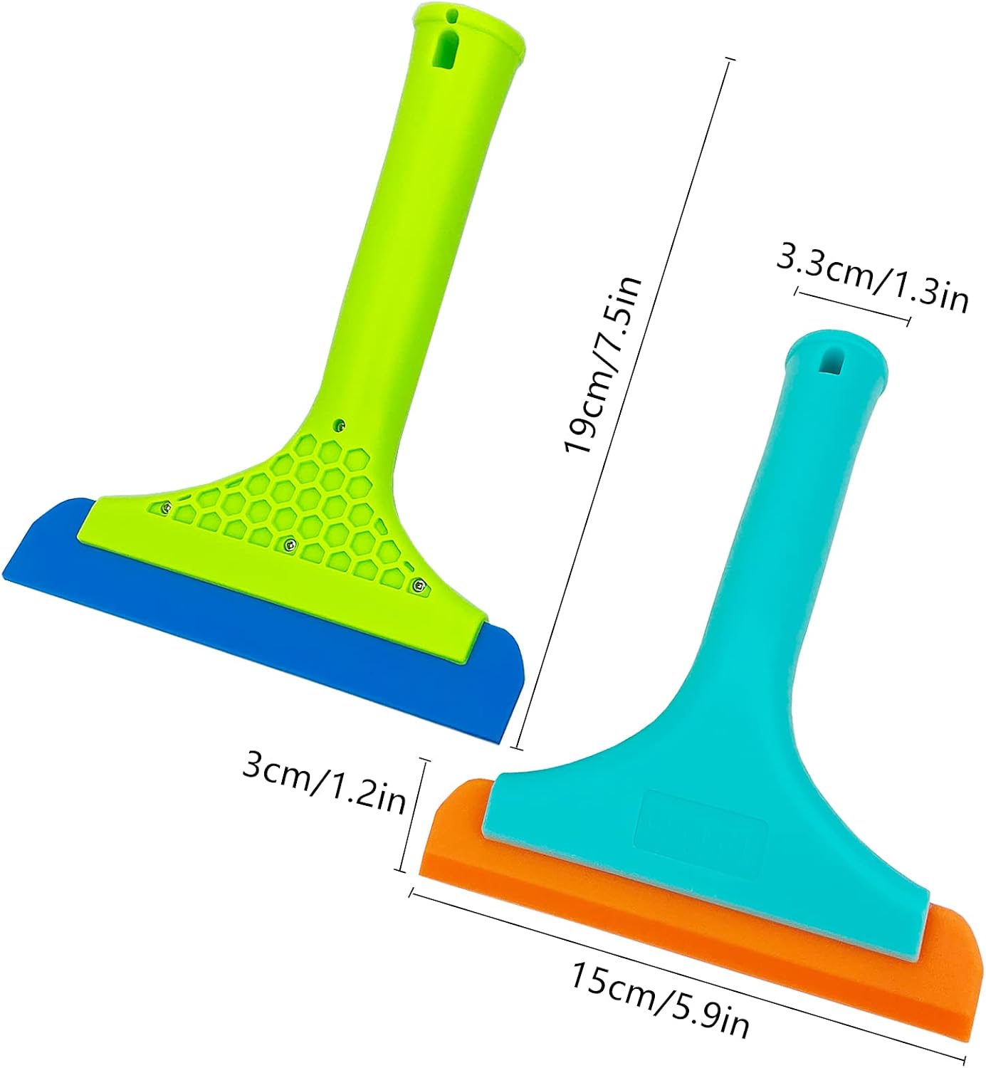 Super Flexible Silicone Squeegee, Auto Water Blade, Water Wiper, Shower Squeegee, 5.9'' Blade and 7.5'' Long Handle, for Car Windshield, Window, Mirror, Glass Door