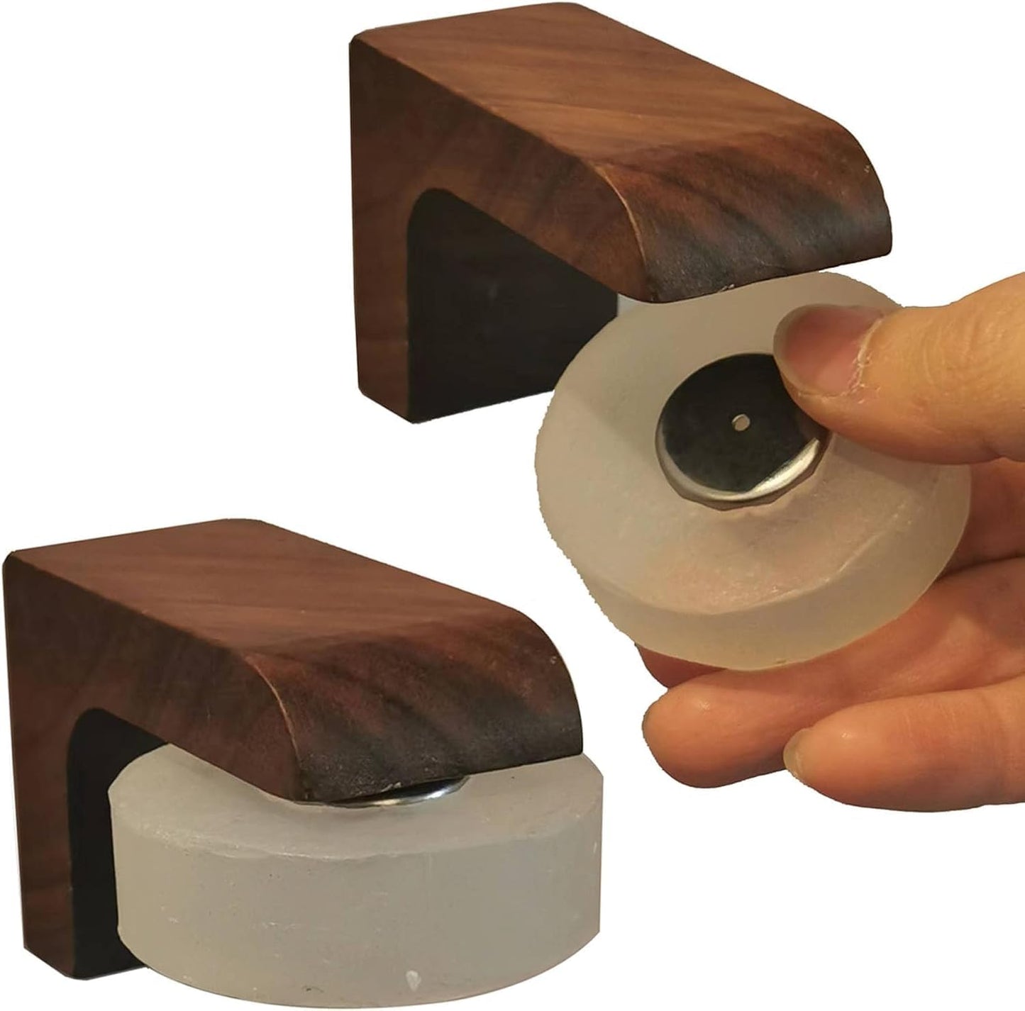 2sets Wood Magnetic Bar Soap Holder for Shower Wall,Magnet Air Dry Soap Saver Self Draining, Eco-Friendly Wooden Soap Dish for Soaps & Beard Shampoo Bars