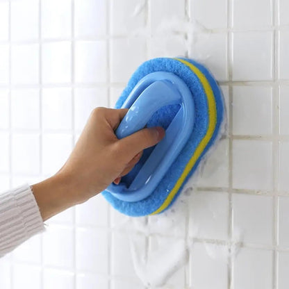 All Purpose Cleaning Brush for Bathroom, Kitchen, Bathtub, and Shower – Heavy Duty Scrubbing Brush with Ergonomic Handle, Sponge Scrubber for Tile, Floor, and Toilet Cleaning