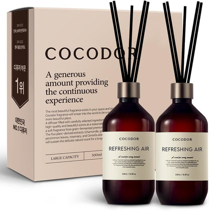 COCODOR Premium Reed Diffuser/Black Cherry /16.9oz /2 Pack/Large Capacity Fragrance Scent Oil Stick Diffuser Set for Bedroom Bathroom Home Décor