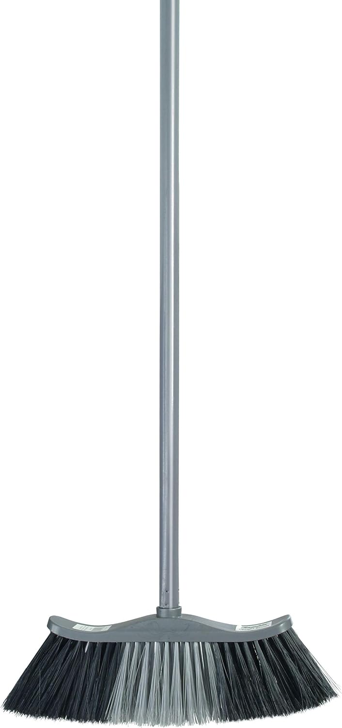Superio Grey Broom, Heavy-Duty Indoor & Outdoor Broom with 48-Inch Handle, Multi-Surface Floor Cleaning for Home, Kitchen, Garage & Office