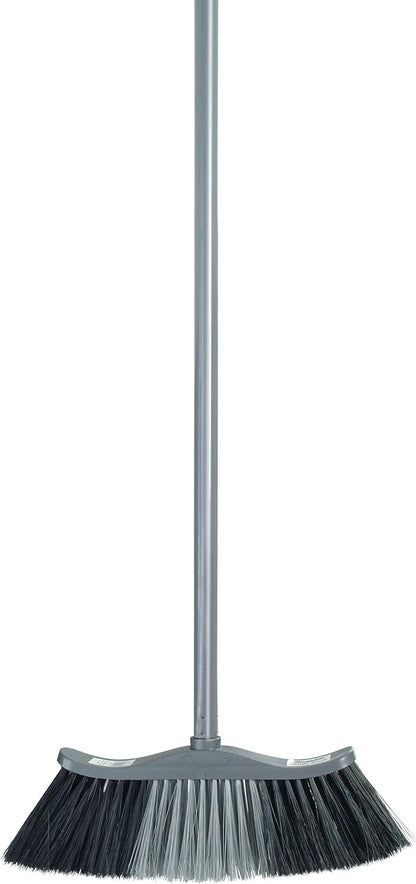 Superio Grey Broom, Heavy-Duty Indoor & Outdoor Broom with 48-Inch Handle, Multi-Surface Floor Cleaning for Home, Kitchen, Garage & Office