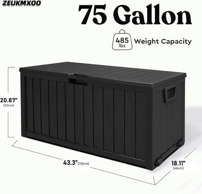 35 Gallon Deck Box, Lockable Waterproof Resin Storage Box for Patio, Indoor & Outdoor Use, for Cushions, Accessories, Package Delivery & Garden Tools,Beige