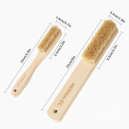Wood Laundry Stain Brush with Boar Bristle, Tough Stain Remover for Delicate Fabric, Cotton, Linens, and Shoes, Laundry Scrub Brush for Fresh and Clean Fabric